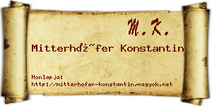 Mitterhöfer Konstantin névjegykártya